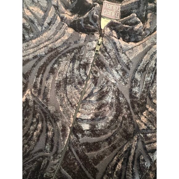 Hanky Panky Zip-up Shacket Sheer Purple Abstract Velvet Design Size Medium JL - Picture 8 of 9